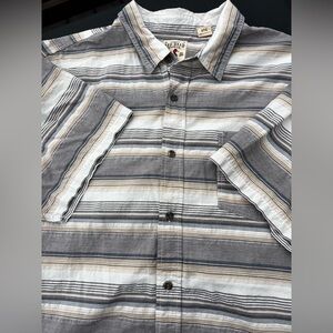 RedHead Men's 3XL Casual Striped Button Down Gray Short sleeve Shirt boho